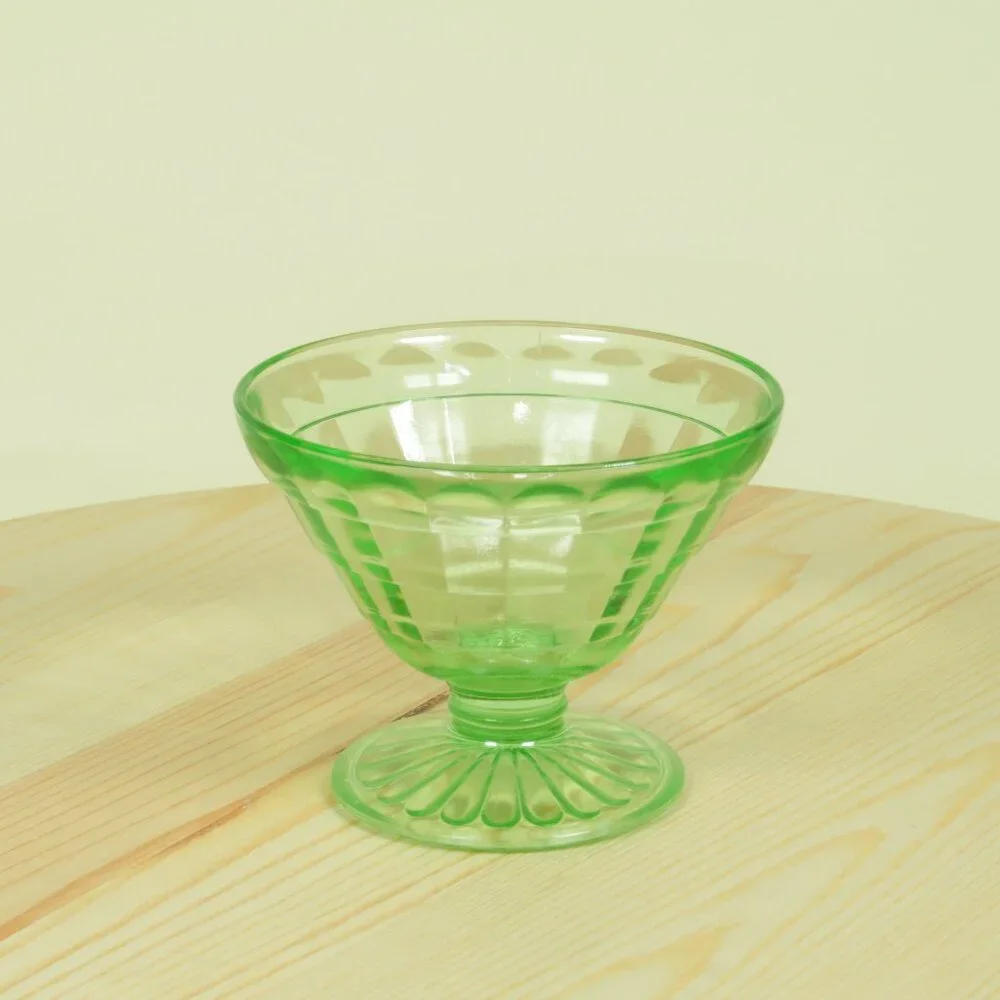 Vintage Uranium Glass Sherbet Bowl Cup 3